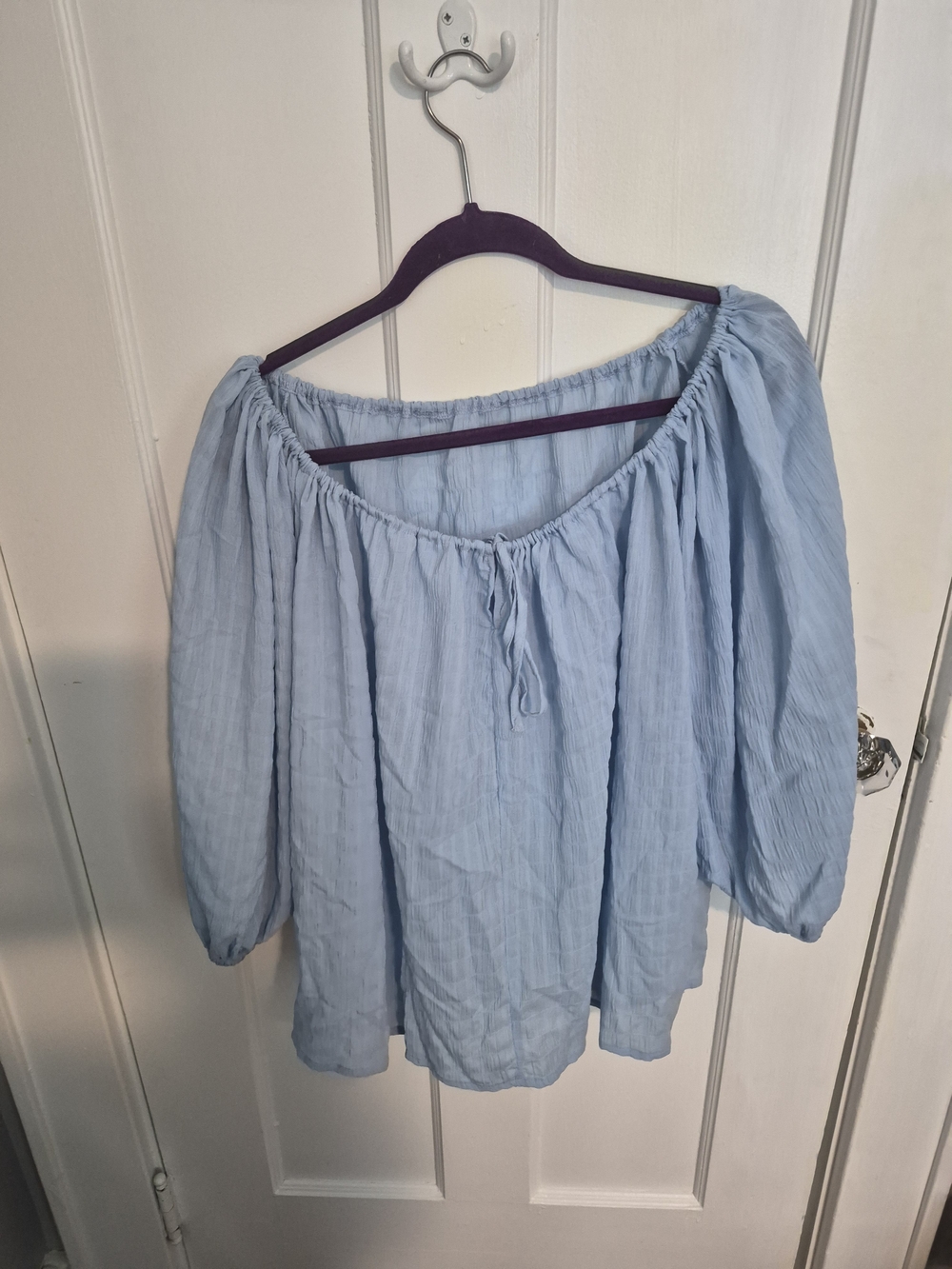 SHEIN Light Blue Off-Shoulder Boho Blouse